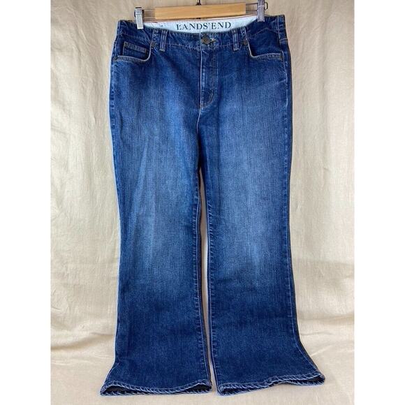 Lands End Womens Original Fit Classic Waist Boot Leg Denim Blue Jeans Size 14 - Picture 1 of 8